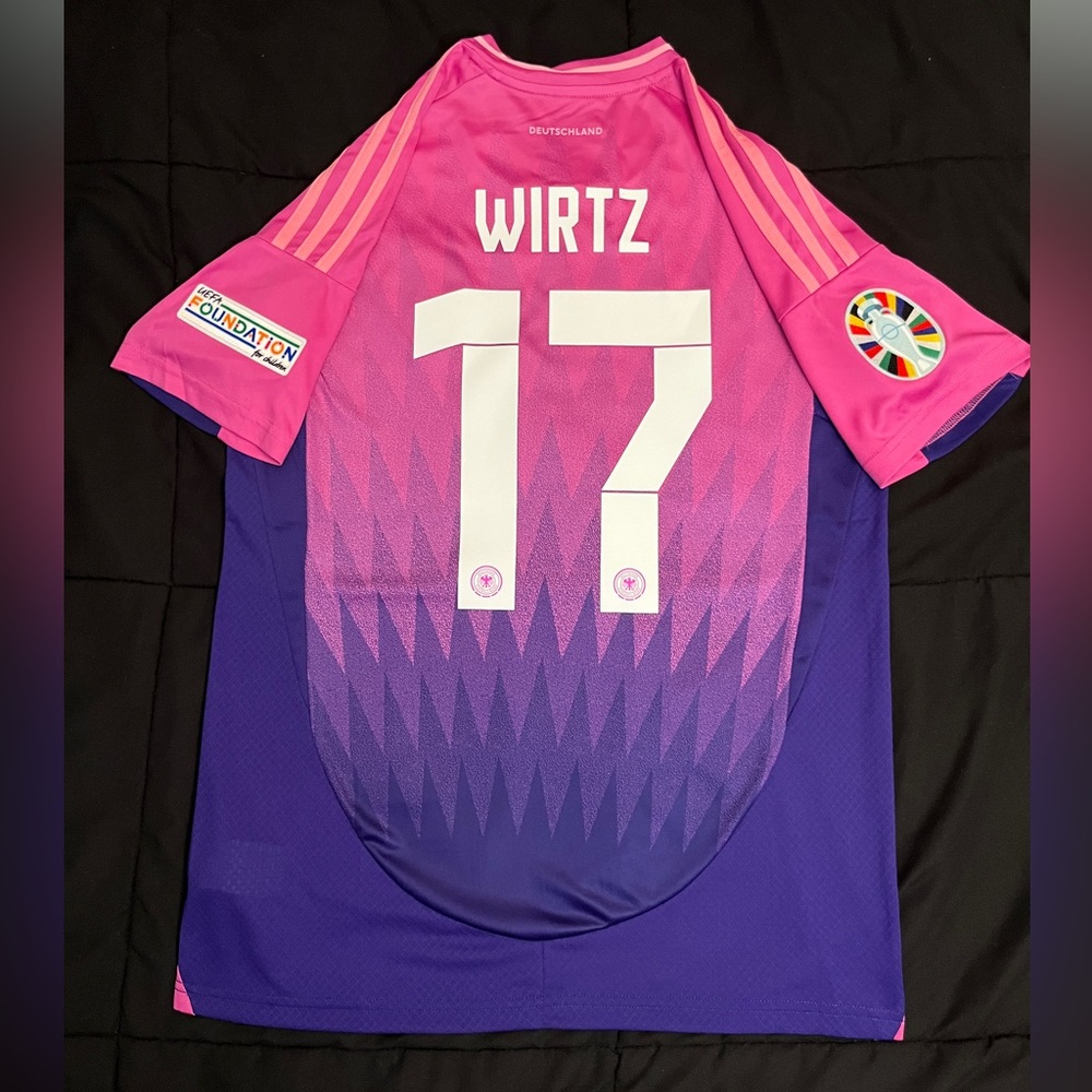 Wirtz #17 Germany Away Soccer Jersey Euro Florian Pink Gradient